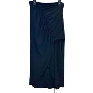Cushnie High Waist Ruched Midi Skirt in Black NWT Size 0